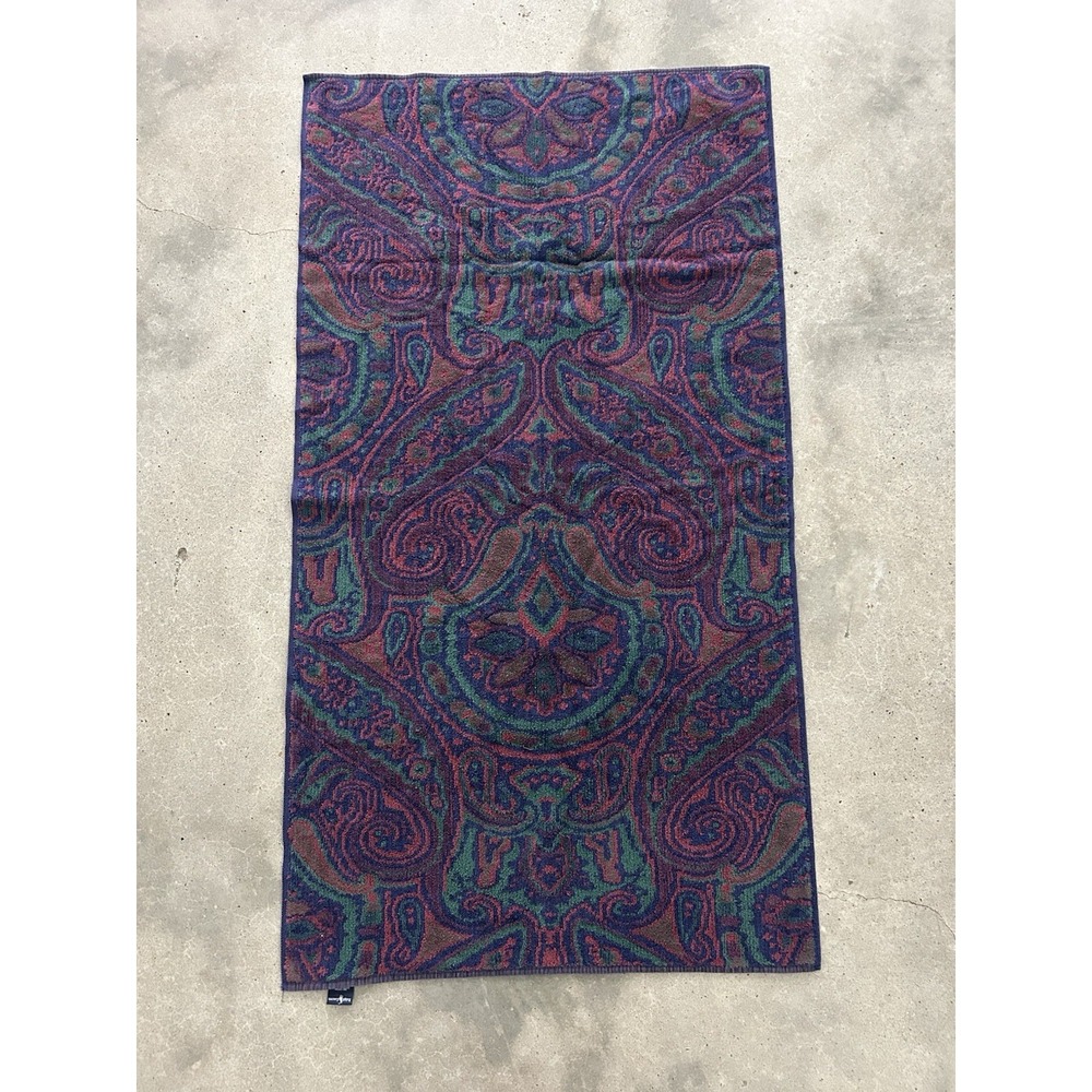 Vintage Ralph Lauren Paisley Medallion Bath Towel Jewel Tone Cotton